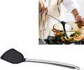 Kn605 Stainless Steel Handle Silicone Slice High Temperature Resistance Cooking Slice(Black) Cookware Set Cookware Picnic Boiler Cookware (Color : Black)