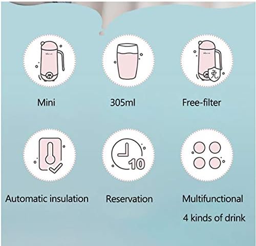 Mini Soymilk Machine Portable Soy Milk Rice Paste Maker Electric Juicer Blender Food Grinding Heating Processor 350ml(OneColor)