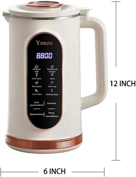 YONZO Heating Function Digital Nut Milk Maker Multi-Function LCD Display Heat Preservation