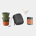 Portable Pour Over Coffee Maker Set with Carrying Case Collapsible Silicone Dripper 304 Stainless Steel Filter Cup V60 Compatible Black Outdoor Camping Travel Kit (Green with Cupcake Filter)