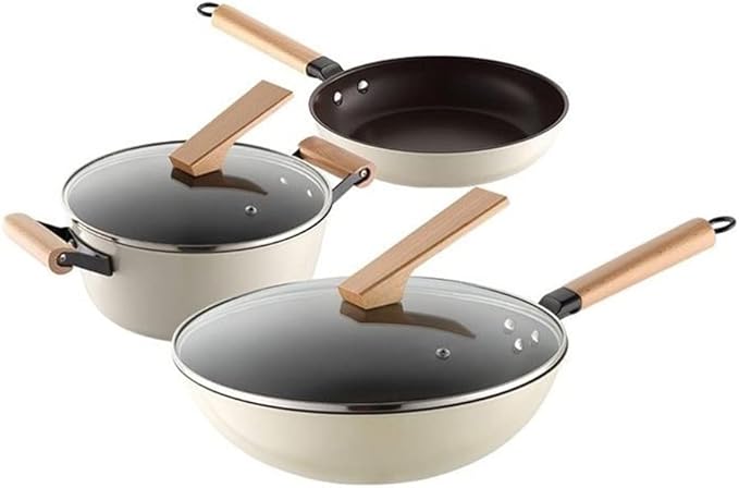 Cookware Pot Set Set Wok Soup Pot Milk Pot Cast Iron Chinese 3-piece Set With Cover Kitchen Cooking Pot