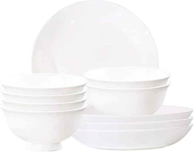 Fine Dinnerware Set10 Piece Dinnerware Set White Ceramics Dinner Set 4.5 Inch Dinners Plates 8 Inch Cereal Bowls Set Service for 6