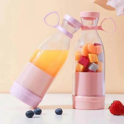 Portable Electric Juicer Bottle | Mini Blender for Fresh Juice Smoothies | Personal Blender with 6 Blades | Wireless Rechargeable Travel Blender Milkshakes Juicer for Home Sports Outdoors (Red)