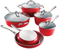 For 10 Piece Cold Forged Ceramic Cookware Set - Red