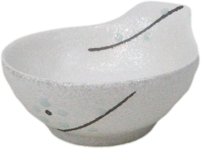 Ebros Gift Modern Yukino Hana Snow Flowers Ceramic Dinnerware Serveware Kitchenware Set Oriental Asian Restaurant Supply (Pack of 5 Soup Appetizer Dessert Sauce Shallow Bowls With Handle 5oz)