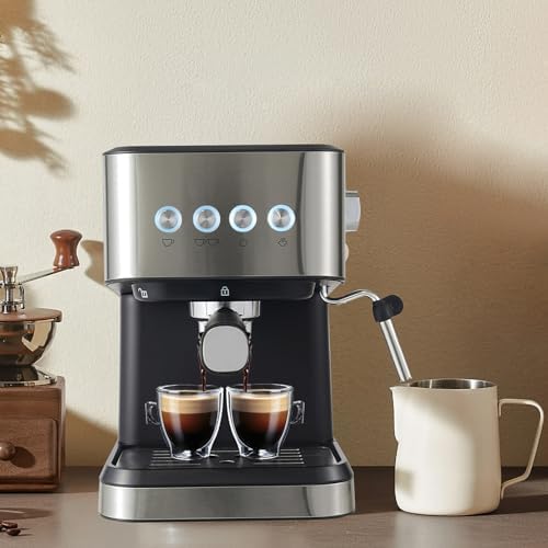 Espresso Machine Semi-Automatic Coffee Maker 110V 1050W 2-in-1 Drip Coffee Maker with Adjustable Steam Nozzle for Home Office Cafe