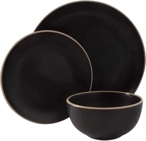12pcs Dinner Set Plates and Dishes Home Round Stoneware Dinnerware Sets Service for 4