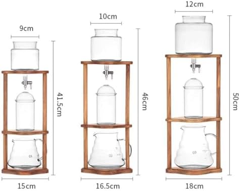 Cold Brew Drip Tower Ice Drip Coffee Maker Capacity Cold Brew Coffee or Iced Tea Maker Portable Iced Coffee Cold Brew Drip Tower with Adjustable Water Flow Wooden Bracket for Home Offi
