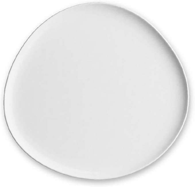 Artesa Ceramic Dinnerware Set White Matte 4-Piece Place Setting with 10.8 Dinner Plate 8.2 Bowl Cup and Saucer Handmade Microwave Safe