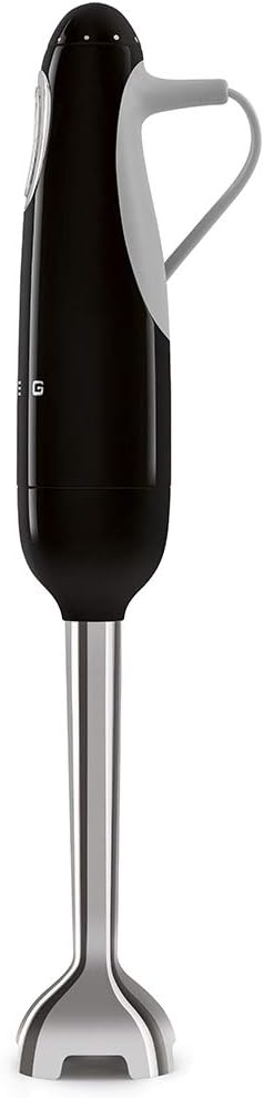 SMEG Handheld Immersion Blender with Beaker Chopping Bowl w/Lid Wire Whisk 5 Speed Controls made with Stainless Steel Blades and Ergonomic Design (Black)