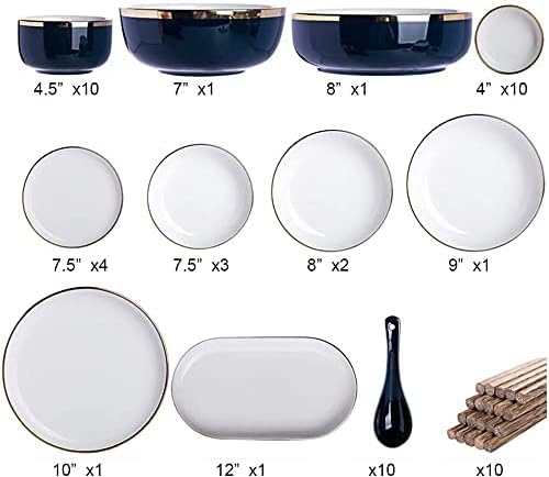 Dinnerware Sets Dish Set31/54 Pieces Fine PorcelainNordic White European-Style Phnom Penh Tableware Set Service for 6-10 (White 54pieces)