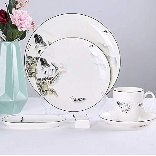 Dinnerware Sets - Luxury Gift Dishes Service Set Bone China Dinnerware Set Ceramic Bowls Plates Cups and Saucers Landscape Painting Style Tableware Set New Chinese Style Dinner Set