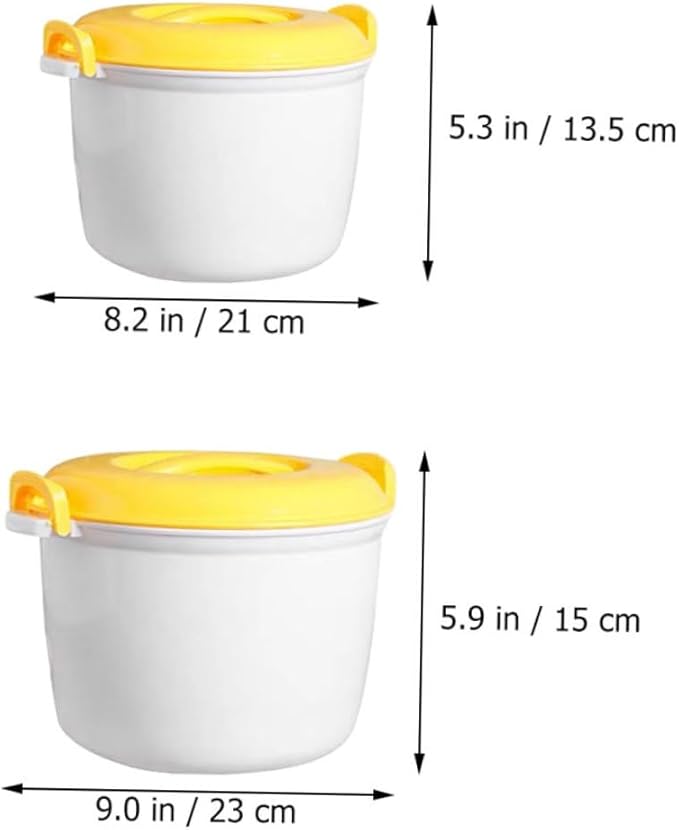 Microwave Rice Cooker Steamer Set with Handle 8.26X5.51X5.31In Large Capacity Insulated Portable Rice Cooker for Home Office Travel