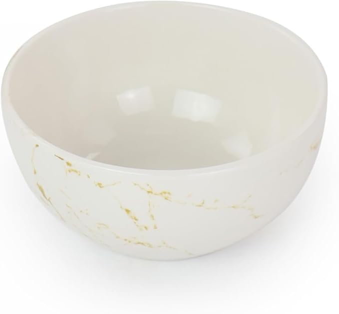16 Piece Stoneware Dinnerware Set – Marble Pattern Dishes Dishwasher &amp Microwave Safe Tableware Service for 4 Elegant Glazed Dinner Plates and Bowls (Gold and White)