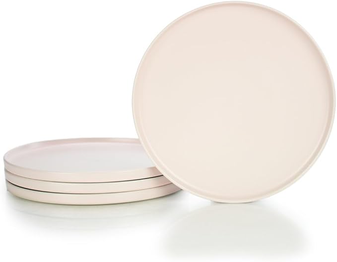Everything Kitchens Modern Flat 12-Piece Dinnerware Set | Soft Pink