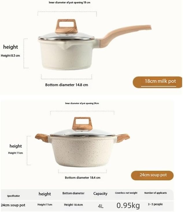 Tourmaline Non Stick Pan Soup Pot Frying Stir Steaming Boiling Milk Induction Cooker Cookware Set