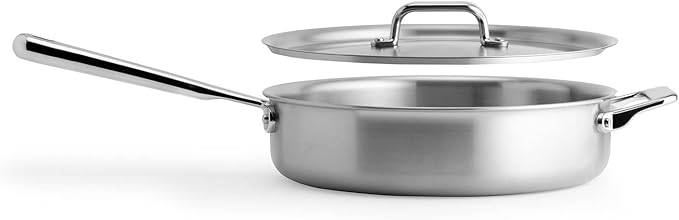 Misen 5-Ply Stainless Steel Cookware Set - Versatile Dishwasher Safe - 5-Piece Set - 10 Skillet 3 QT Saute Pan + Lid 3 QT Saucier + Lid