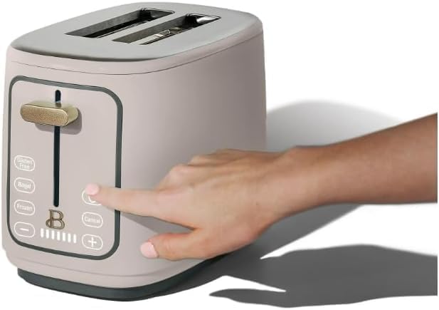 Drew Barrymore Porcini Taupe Icing 2-Slice Toaster with Touch &amp Activated Display