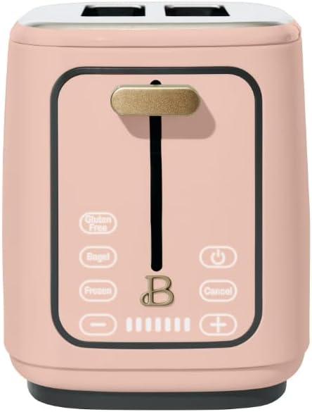 Beauti 2 Slices Toaster with Touch Activated Display 900 W Bagel/Frozen/Reheat Presets Wide Slots Easy Cleaning (Rose)