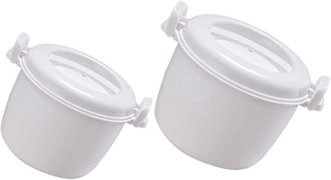 Healifty 2-Piece Microwave Rice Cooker Set Portable Food Steamer Pot Plastic Multi-Functional for Cooking Rice and Vegetables for Meal Prep and Lunch Containers