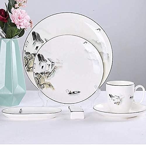 Dinnerware Sets Dish SetBone China Ceramic BowlsPlatesCups and Saucers Landscape Painting Style Tableware Set New Chinese Style Dinner Set