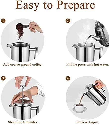 Stainless Steel Coffee &amp Tea Maker Makes 8 Cups - Portable Thermal Coffee Makers For Home Camping Traveling(1L)