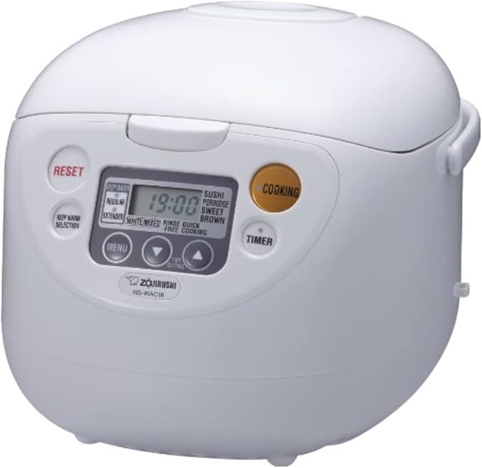 Zojirushi Micom Rice Cooker and Warmer (10-Cup/Cool White) Bundle with Rice Washing Bowl and Bamboo Spoon (3 Items)