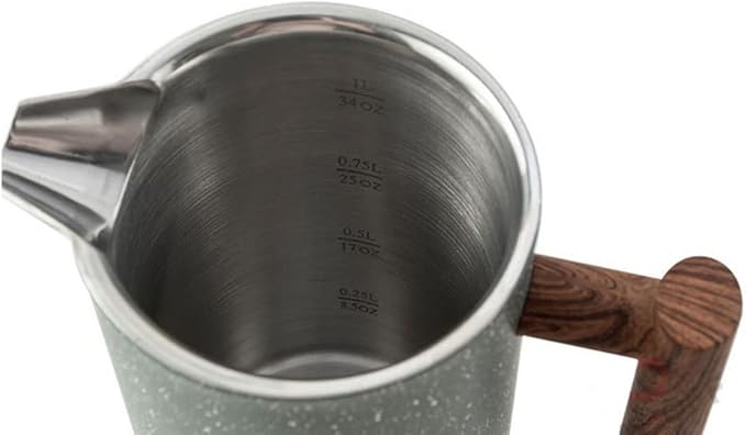 Stainless Steet French Press Coffee Maker Double Walled Insulated Coffee &amp Tea Brewer Pot &amp Maker Keeps Brewed Coffee or Tea Hot 1000 ml Gray Black