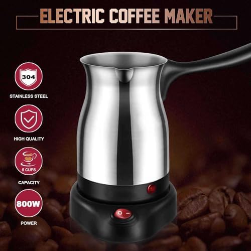 Electric Turkish Coffee Maker 600ml Stainless Steel Arabic Greek Turkish Coffee Pot Tea Maker Kettle Coffee Machine for Home Travel