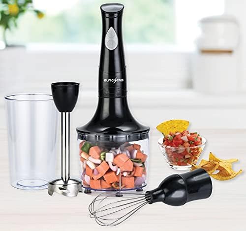 EUROSTAR EH4800BX 2-Speed Hand Blender with Food Chopper &amp Whisk Attachments Black