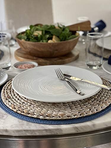 bzyoo 12 Piece White Melamine Dinnerware Set - Durable Easy to Clean Plates and Bowls - Ideals for Parties Camping Dish Set BPA Free Organica White Collection