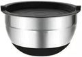 Silicone Bottom Thickened With Lid Cooking Basin Non Slip Salad Mixing Stainless Steel Egg Beating Bowls Kitchen Tools(18 cm black)