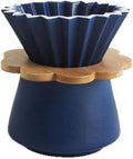 Pour Over Coffee Maker Set Vintage Ceramic Pour Over Coffee Dripper Set for Home Café Restaurant Camping 8 OZ/250ML (Blue A)