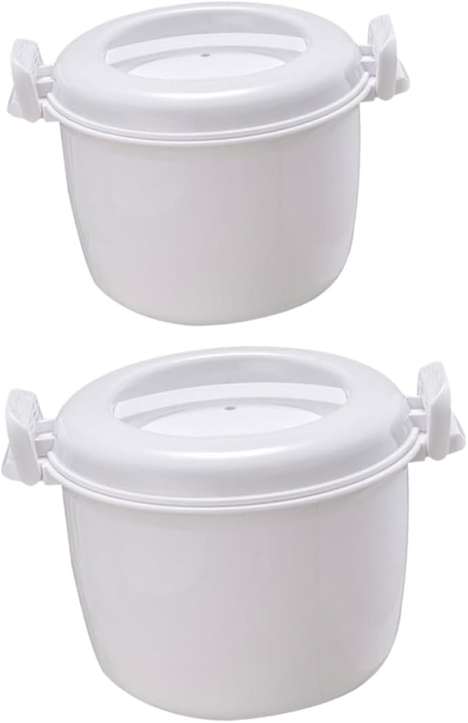 PRETYZOOM 2pcs Insulated Rice Cooker Microwave Rice Cooker Steamer Pot Basket Microwave Containers Portable Asian