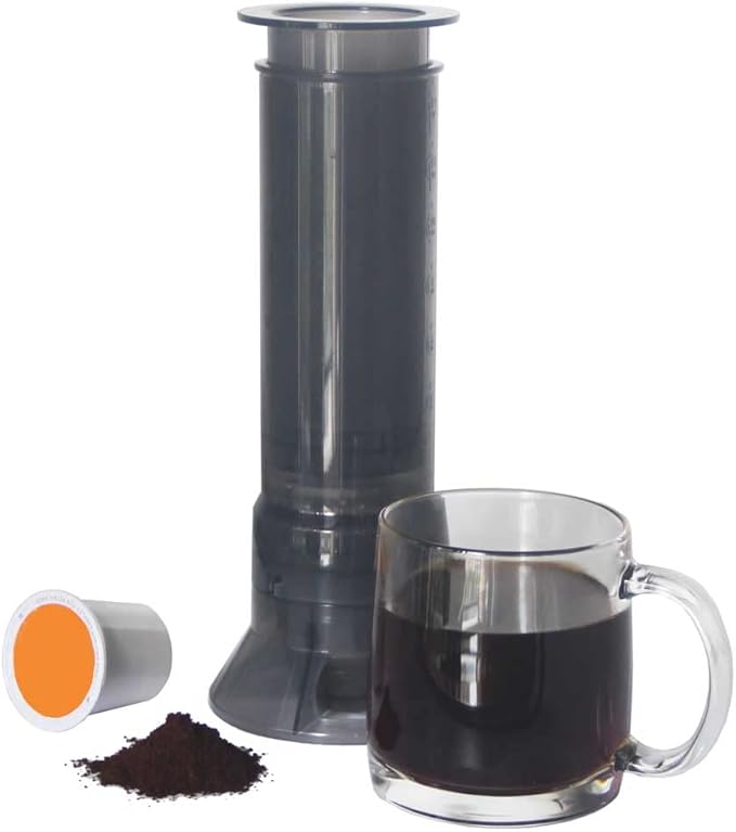 Portable Travel Coffee Maker Press Camping Coffee Press Travel K Cup Coffee Maker - Instantly Makes Delicious Coffee Compatible with K Cups and Ground Coffee 4~12 OZ One Shot