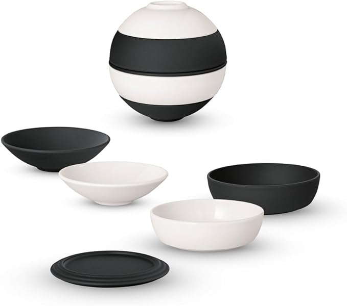 Villeroy &amp Boch Iconic Collection La petite Boule Premium Porcelain Made in Germany Appetizer Set for 2 5.5 x 5.5 in Black &amp White