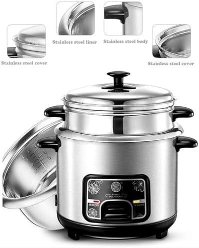 Rice Cookers and Steamer Non Stick Pot Electric Food Rice Cooker with Keep-Warm Function 304 Stainless Steel 6/3/2/1 Cup Portable Travel Steamer