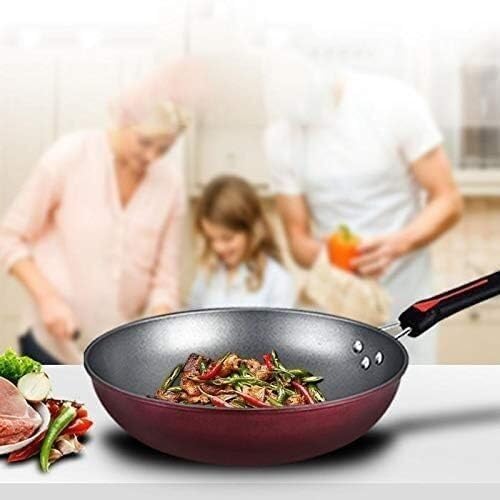 3-Piece Non-Stick Kitchen Cookware Set Wrought Iron Stock Pot with Glass Lid Frying Pan &amp Saucepan for Gas Stoves Smoke Easy Clean