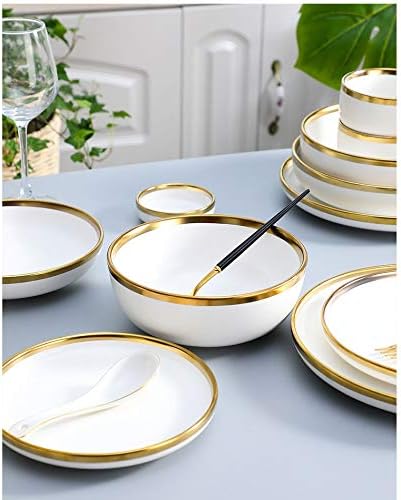 Gilt Rim Plate Steak Food Plate Nordic Style Tableware Bowl Dinner Dish High End Porcelain Dinnerware Set