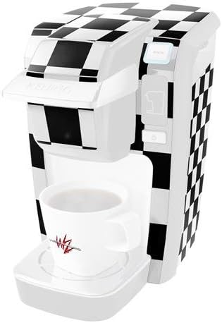 Decal Style Vinyl Skin compatible with Keurig K10 / K15 Mini Plus Coffee Makers Checkers White (COFFEE MAKER NOT INCLUDED)