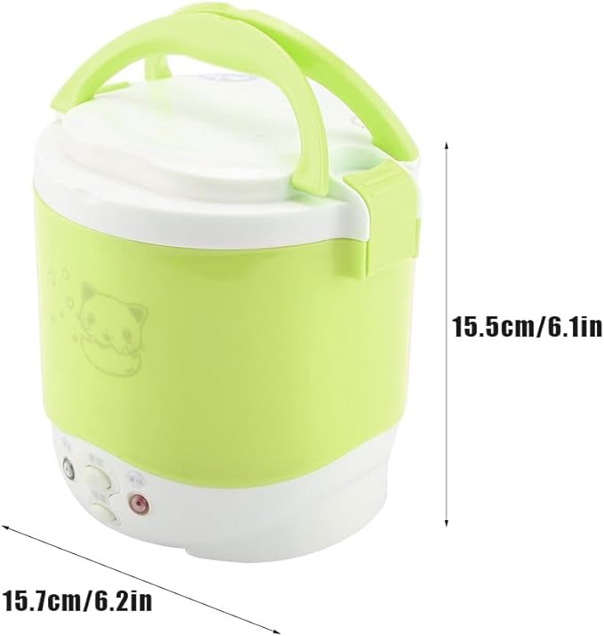 1L Mini Rice Cooker 12v Electric Lunch Box Portable Travel Rice Cooker for Car Multifunctional Electric Food Steamer for Travel Camping (green)