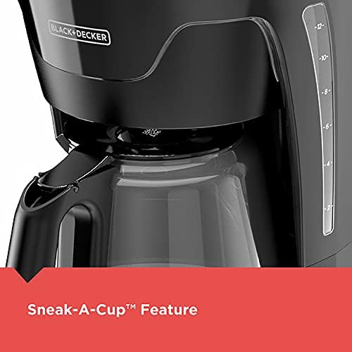 BLACK+DECKER CM1110B Programable 12-Cup Coffee Maker Easy Pour Non-Drip Carafe with Removable Filter Basket Black