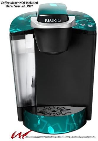 Decal Style Vinyl Skin compatible with Keurig K40 Elite Coffee Makers Bokeh Music Neon Teal (COFFEE MAKER NOT INCLUDED)