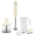 SMEG Handheld Immersion Blender with Beaker Chopping Bowl w/Lid Wire Whisk 5 Speed Controls made with Stainless Steel Blades and Ergonomic Design (Cream)