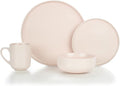 Everything Kitchens Modern Flat 16-Piece Dinnerware Set | Soft Pink
