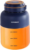OUMGIBAN Portable Wireless Electric Juicer Cup Small Juicer Blender 1300ml Capacity Navy Blue and Orange