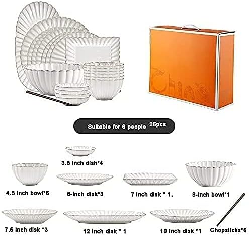 Ceramics Dinner Set Kitchen and Dining Service Durable Kitchen Dinnerware Set Dinner Salad Appitizer Dessert Plate Bowls Best for Indoor and Outdoor Party Creativity Villa Table Decor (A 18pcs)