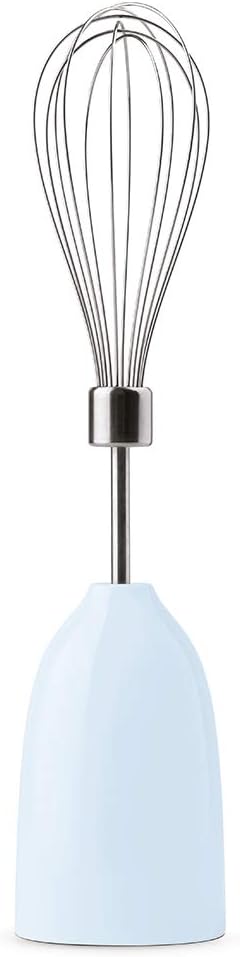 SMEG Handheld Immersion Blender with Beaker Chopping Bowl w/Lid Wire Whisk 5 Speed Controls made with Stainless Steel Blades and Ergonomic Design (Pastel Blue)