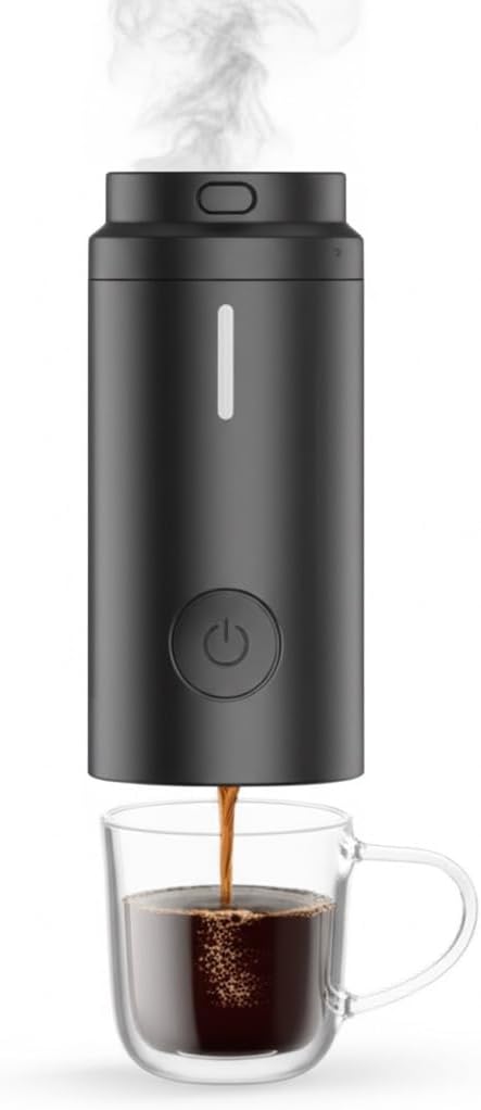 Portable Electric Coffee Maker Black Battery Powered Single Serve Travel Coffee Brewer with Carrying Case