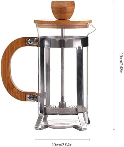 French Press Coffee Maker(800ml) Double Mesh Filtration Layer French Press with Bamboo Lid &amp Handle Heat Resistant Borosilicate Glass French Coffee Press